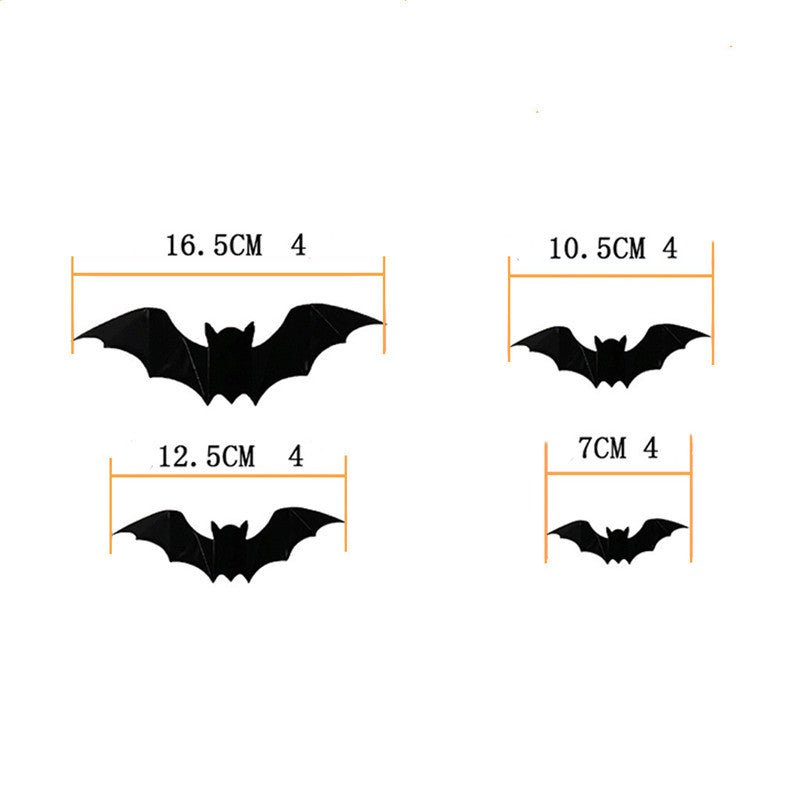 A Pack Of 16 Halloween Bats 3D Black Stereo Bat Stickers - 0 - Scribble Snacks