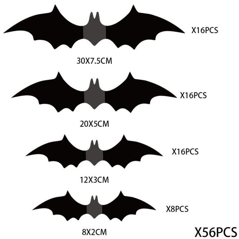 A Pack Of 16 Halloween Bats 3D Black Stereo Bat Stickers - 0 - Scribble Snacks