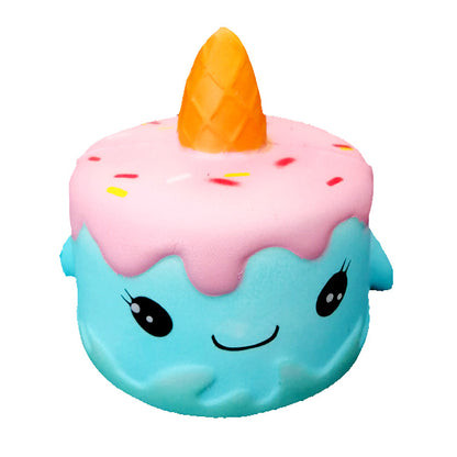 Blue Narwhal Cake slow-rise squishy stress toy