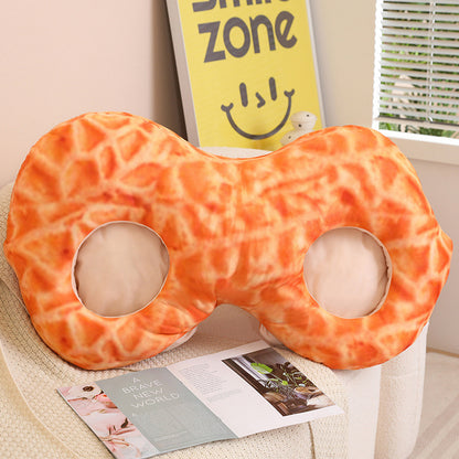 Double peanut head pillow with two face holes, about 90 x 50 cm