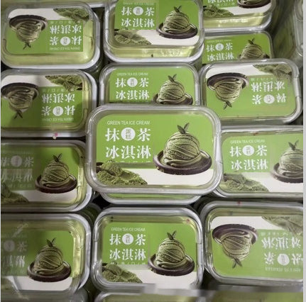 Stack of matcha ice cream tub squishies