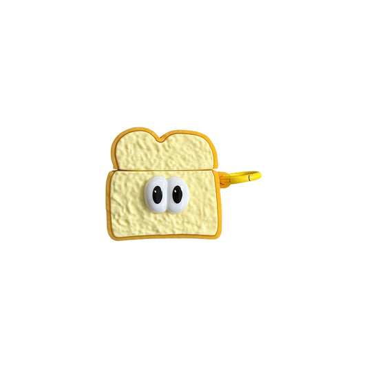 Toast slice AirPods case with googly eyes