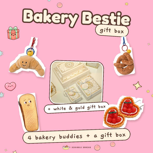 Bakery Bestie Gift Box by Scribble Snacks: four real items and a white and gold gift box