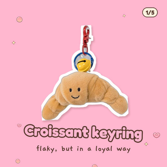 Croissant plush keyring, one of the items in the Bakery Bestie Gift Box