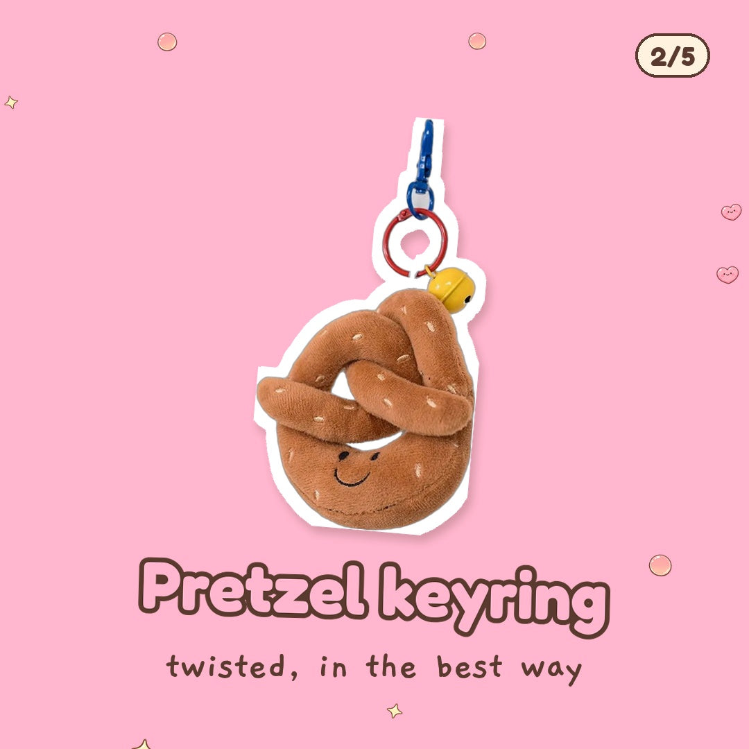 Pretzel plush keyring, one of the items in the Bakery Bestie Gift Box