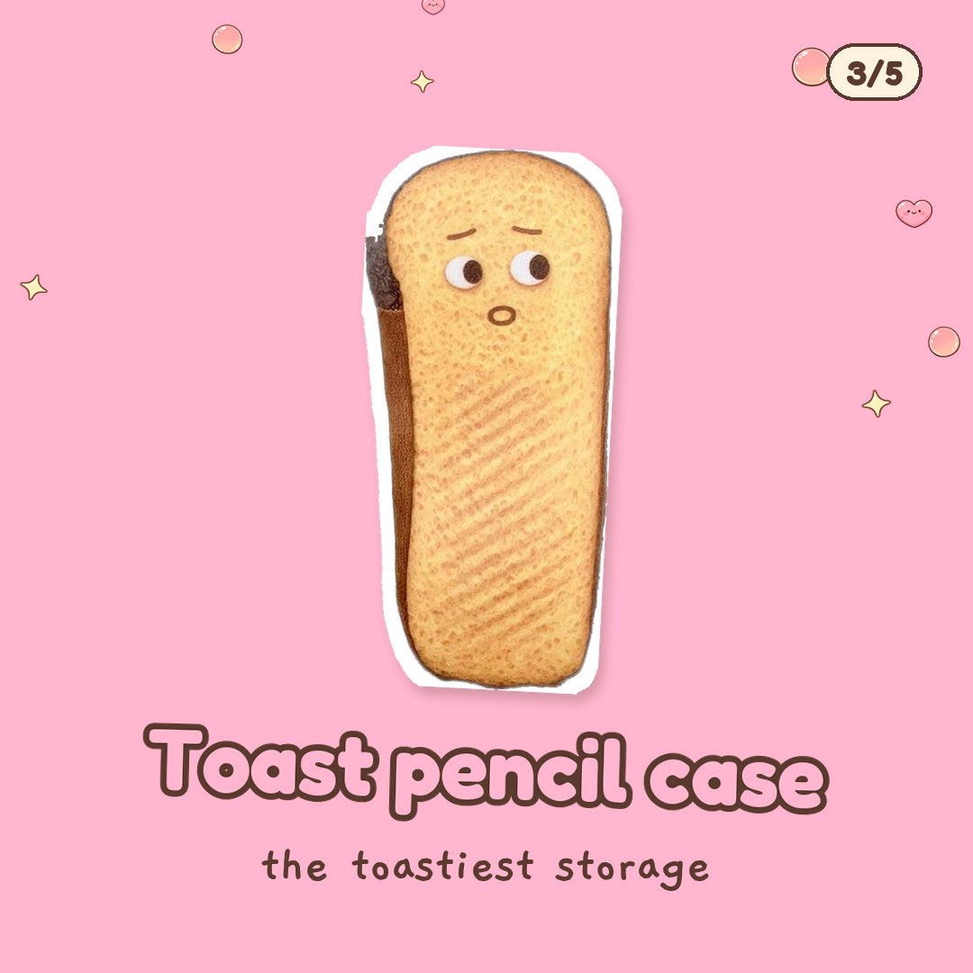 Toast plush pencil case, one of the items in the Bakery Bestie Gift Box