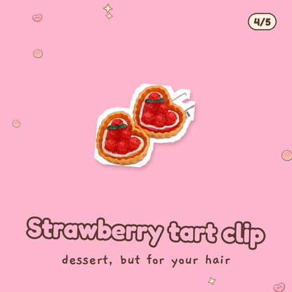 Strawberry tart hair clip, one of the items in the Bakery Bestie Gift Box