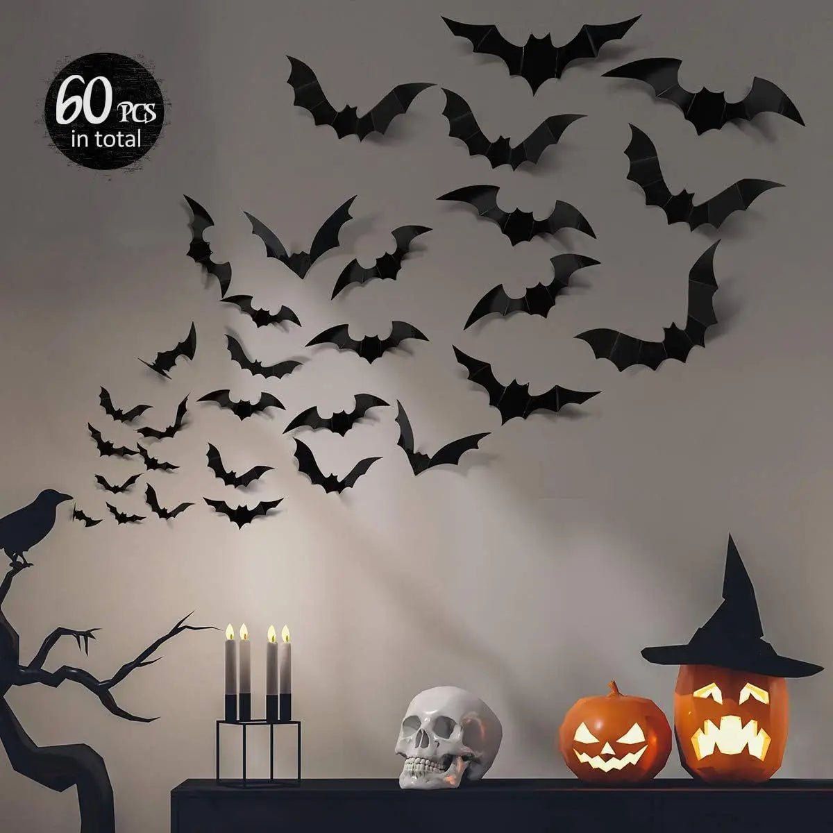 Bat & Spider Halloween Wall Stickers - Halloween - Stickers & Labels (including Scrapbooking, Wall Decals) - Scribble Snacks