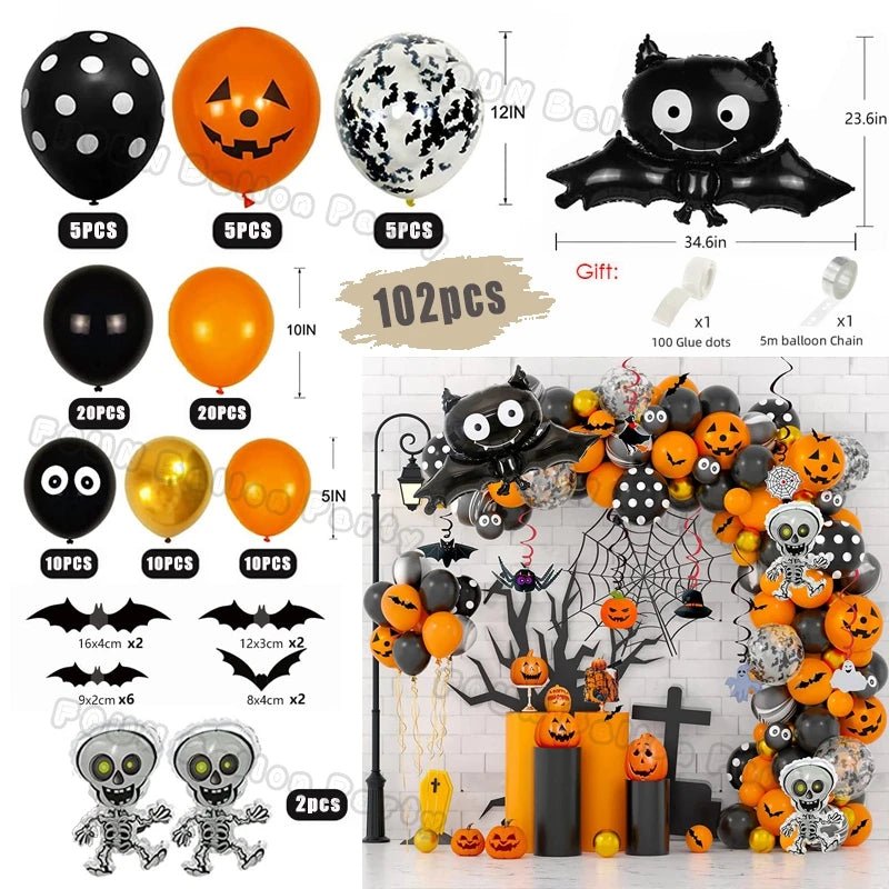 Bat Spider Pumpkin Balloon Garland - Halloween - Balloons & Garlands - Scribble Snacks