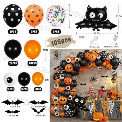 Bat Spider Pumpkin Balloon Garland - Halloween - Balloons & Garlands - Scribble Snacks