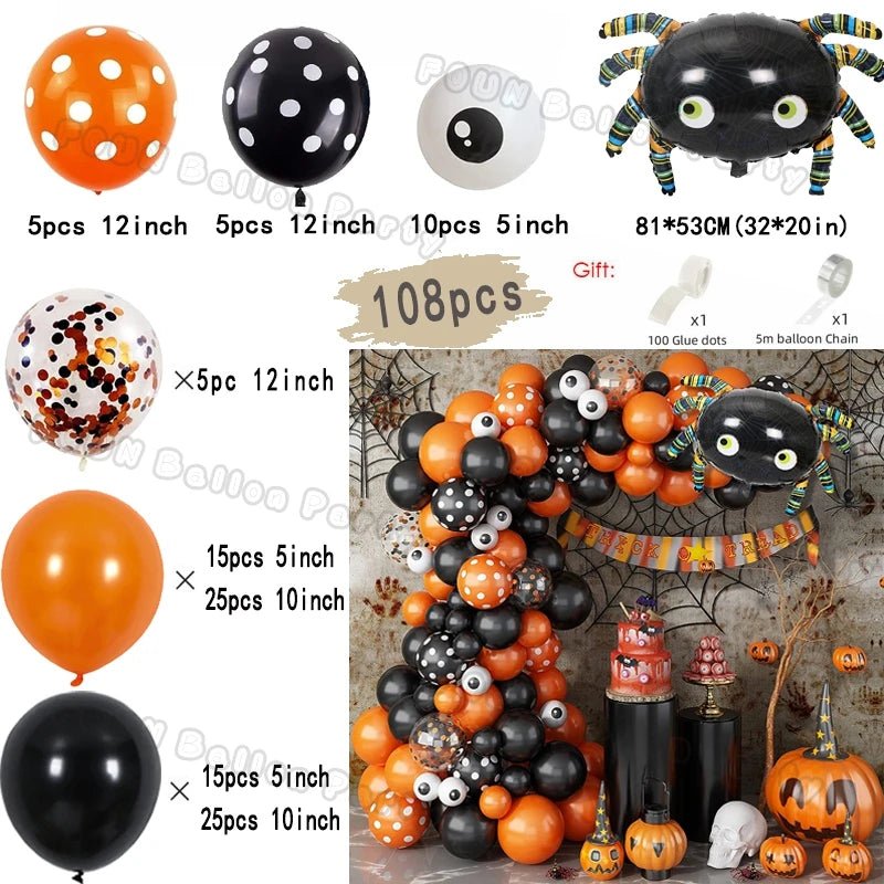 Bat Spider Pumpkin Balloon Garland - Halloween - Balloons & Garlands - Scribble Snacks