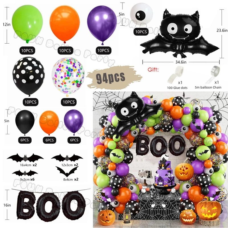 Bat Spider Pumpkin Balloon Garland - Halloween - Balloons & Garlands - Scribble Snacks