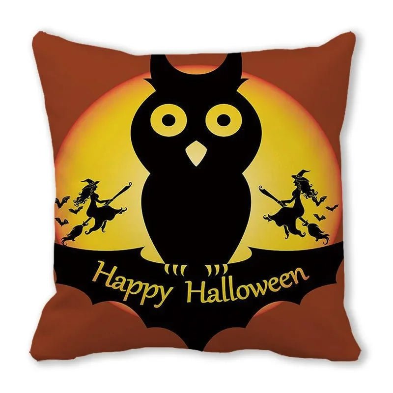 Black Cat Pumpkin Pillowcase - Halloween - Seasonal Plush Pillows & Throw Decorations - Scribble Snacks