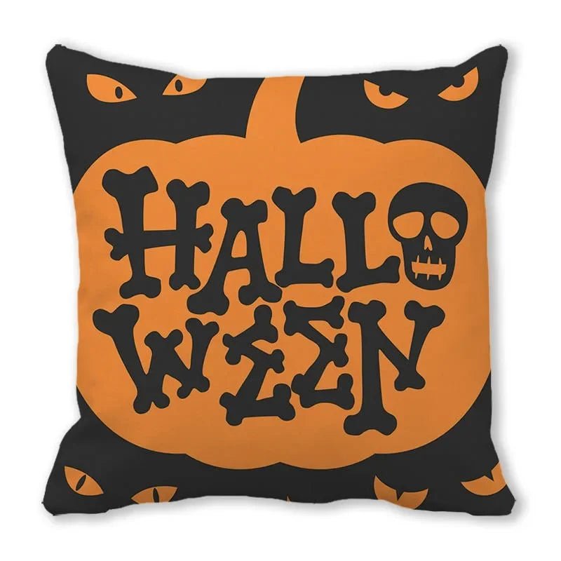 Black Cat Pumpkin Pillowcase - Halloween - Seasonal Plush Pillows & Throw Decorations - Scribble Snacks