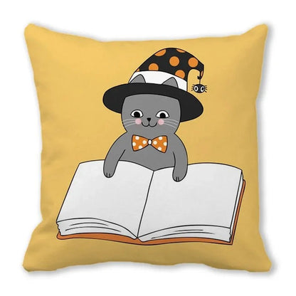 Black Cat Pumpkin Pillowcase - Halloween - Seasonal Plush Pillows & Throw Decorations - Scribble Snacks