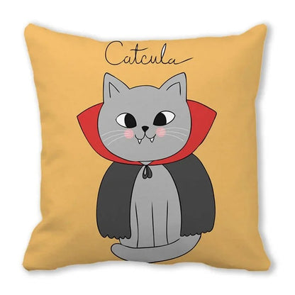 Black Cat Pumpkin Pillowcase - Halloween - Seasonal Plush Pillows & Throw Decorations - Scribble Snacks