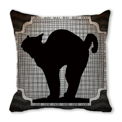 Black Cat Pumpkin Pillowcase - Halloween - Seasonal Plush Pillows & Throw Decorations - Scribble Snacks