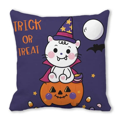 Black Cat Pumpkin Pillowcase - Halloween - Seasonal Plush Pillows & Throw Decorations - Scribble Snacks