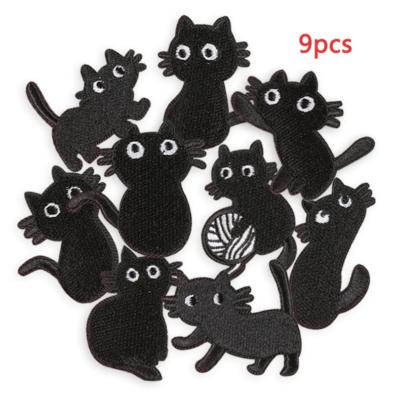 Black Cats Embroidered Patches - Halloween - Iron - On Transfers & Patches - Scribble Snacks