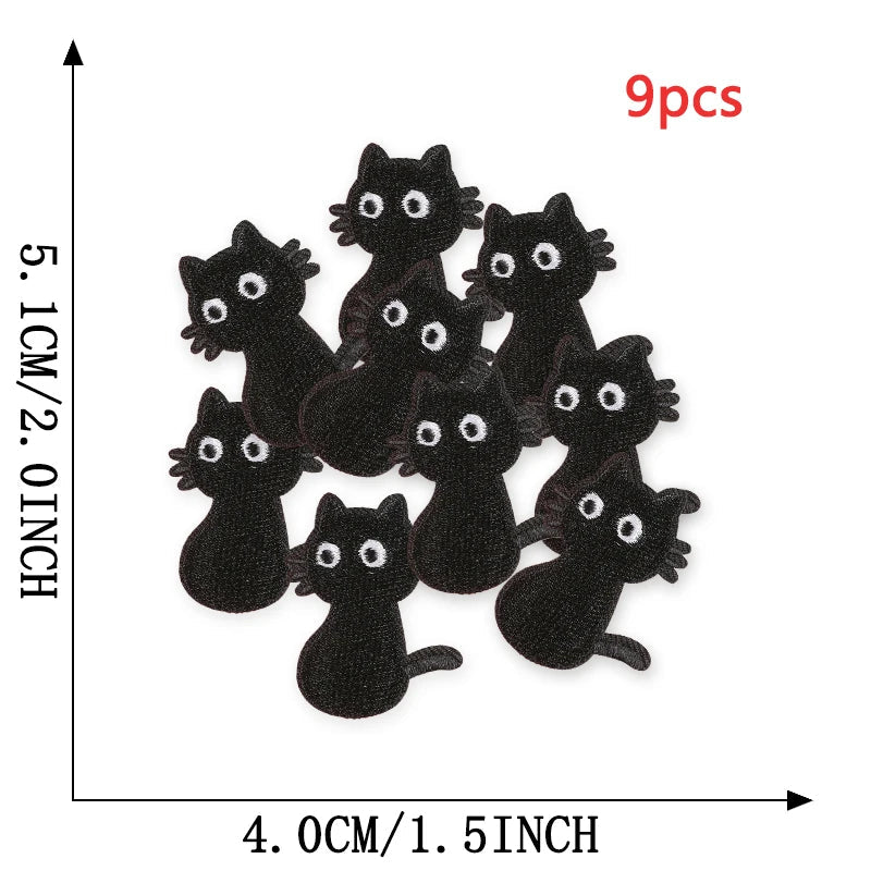 Black Cats Embroidered Patches - Halloween - Iron - On Transfers & Patches - Scribble Snacks