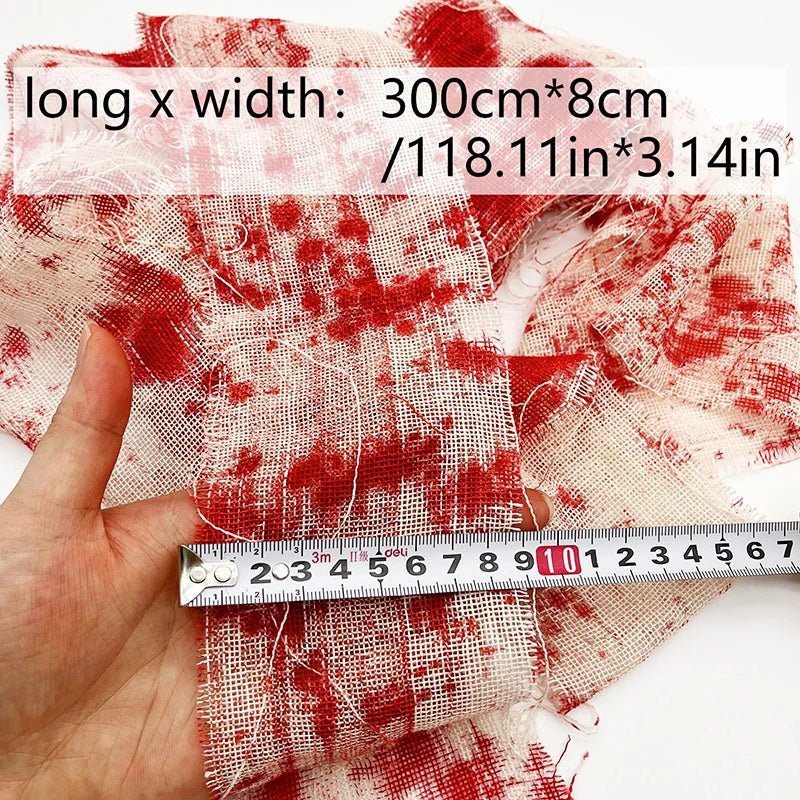 Bloody Cloth Spooky Decorations - Halloween - Haunted House Props (Bloody Cloth, Tombstones, Warning Tape) - Scribble Snacks