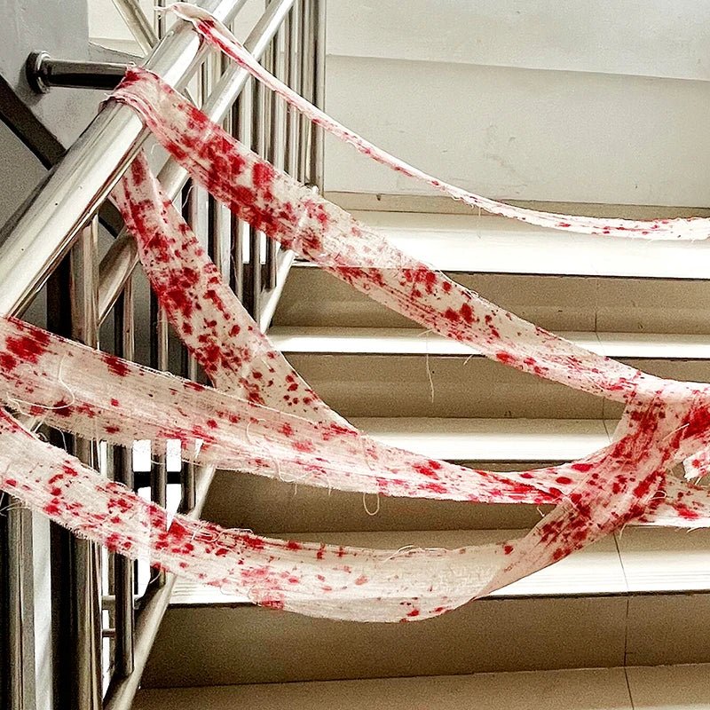 Bloody Cloth Spooky Decorations - Halloween - Haunted House Props (Bloody Cloth, Tombstones, Warning Tape) - Scribble Snacks