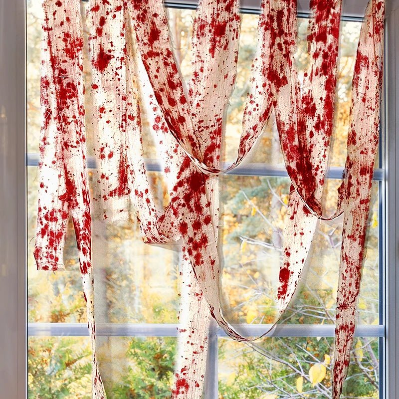 Bloody Cloth Spooky Decorations - Halloween - Haunted House Props (Bloody Cloth, Tombstones, Warning Tape) - Scribble Snacks