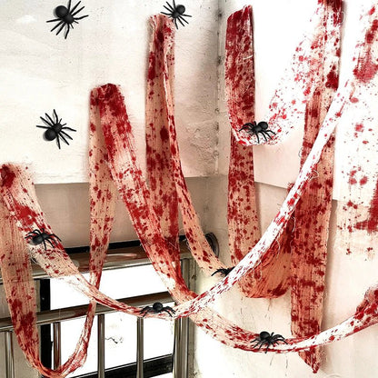 Bloody Cloth Spooky Decorations - Halloween - Haunted House Props (Bloody Cloth, Tombstones, Warning Tape) - Scribble Snacks