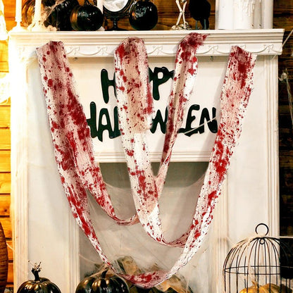 Bloody Cloth Spooky Decorations - Halloween - Haunted House Props (Bloody Cloth, Tombstones, Warning Tape) - Scribble Snacks