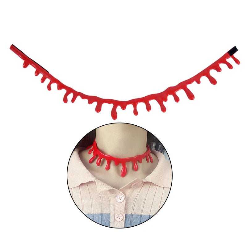 Bloody Vampire Choker Necklace - Halloween - Clothing Accessories (Necklaces, Vampire Teeth, Pins, Headwear) - Scribble Snacks