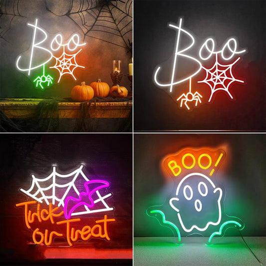 BOO Halloween Neon Light Decoration - Halloween - LED Lighting & Neon Signs - Scribble Snacks