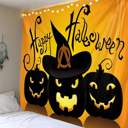 Candied Pumpkin Bat Tapestry - Halloween - Seasonal Plush Pillows & Throw Decorations - Scribble Snacks