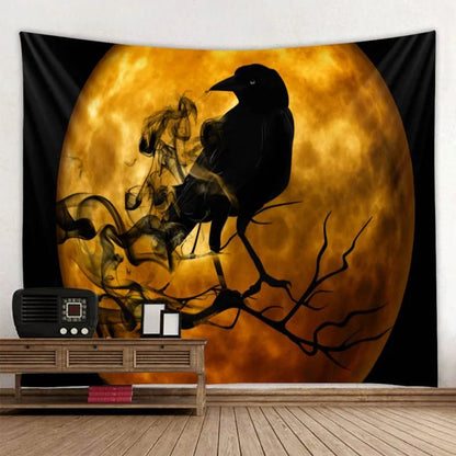 Candied Pumpkin Bat Tapestry - Halloween - Seasonal Plush Pillows & Throw Decorations - Scribble Snacks