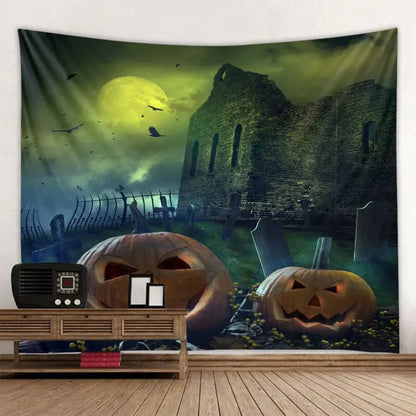 Candied Pumpkin Bat Tapestry - Halloween - Seasonal Plush Pillows & Throw Decorations - Scribble Snacks