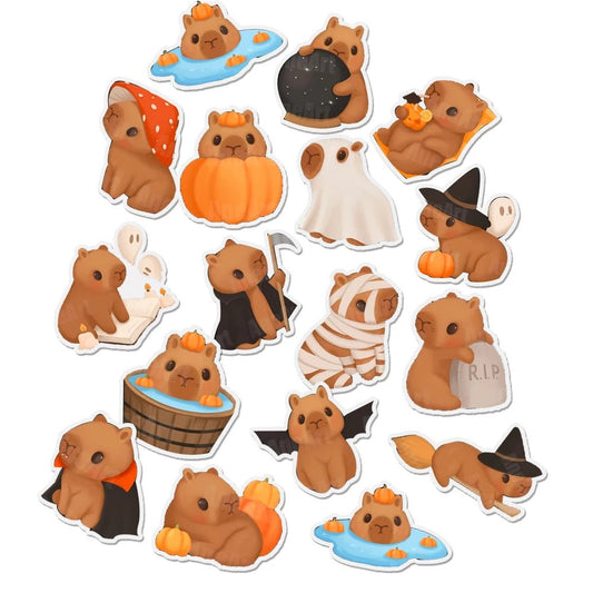 Capybara Snack Stickers Pack - Halloween - Stickers & Labels (including Scrapbooking, Wall Decals) - Scribble Snacks