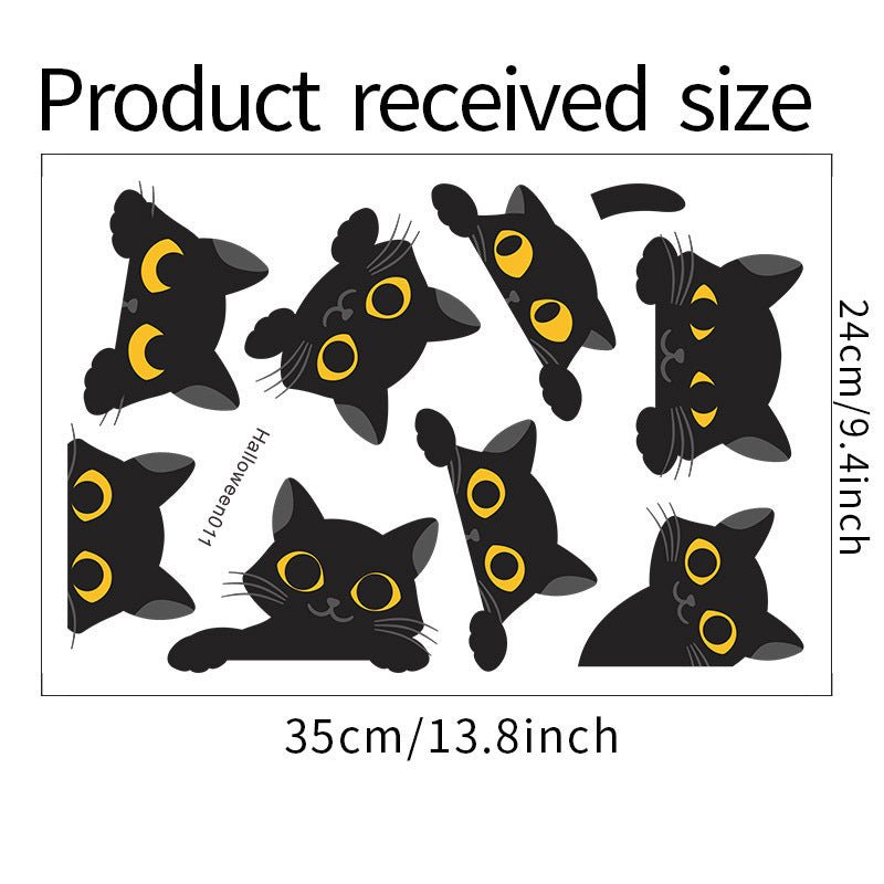 Cartoon Black Kitten Halloween Party Atmosphere Window Glass Decoration Wall Sticker - 0 - Scribble Snacks