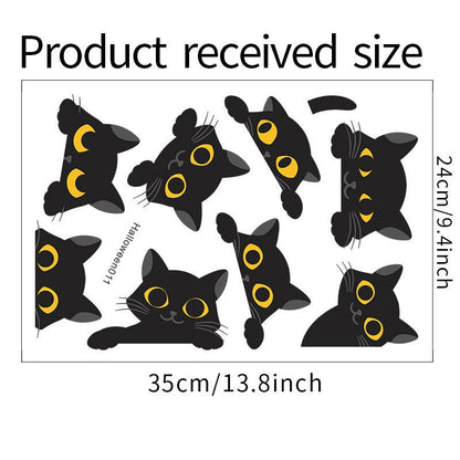 Cartoon Black Kitten Halloween Party Atmosphere Window Glass Decoration Wall Sticker - 0 - Scribble Snacks