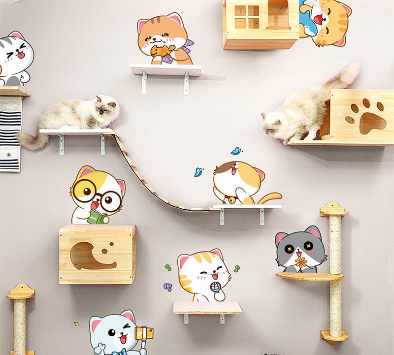 Cartoon Cat Wardrobe Stickers Creative Room Decoration Stickers Cat Litter Wall Stickers - 0 - Scribble Snacks