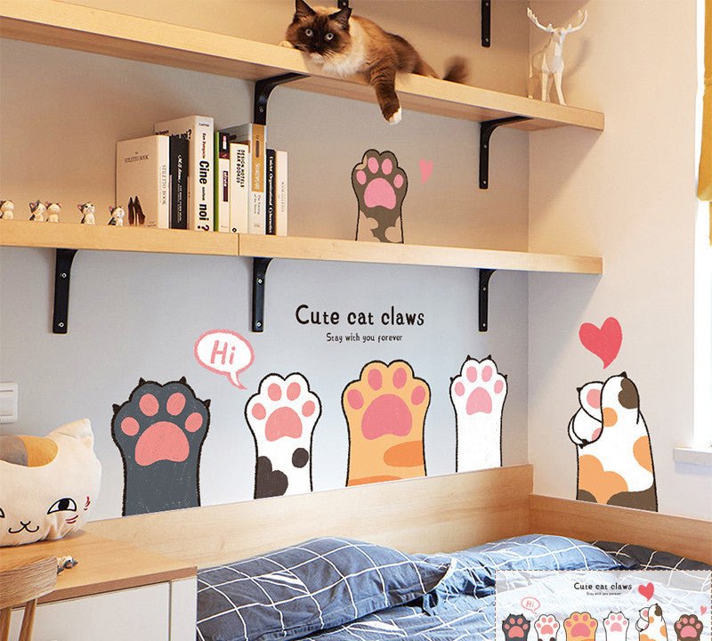 Cartoon Cat Wardrobe Stickers Creative Room Decoration Stickers Cat Litter Wall Stickers - 0 - Scribble Snacks