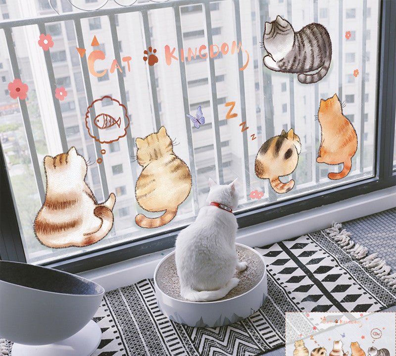 Cartoon Cat Wardrobe Stickers Creative Room Decoration Stickers Cat Litter Wall Stickers - 0 - Scribble Snacks