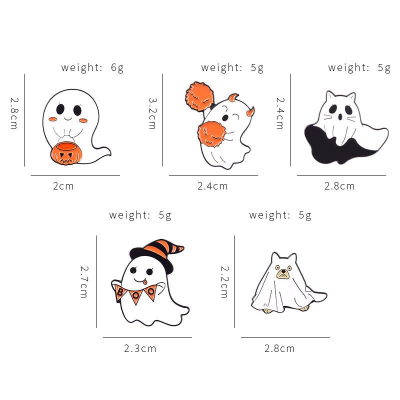 Cartoon Halloween Cute Ghost Pumpkin Lamp Shape Paint Alloy Brooch - 0 - Scribble Snacks