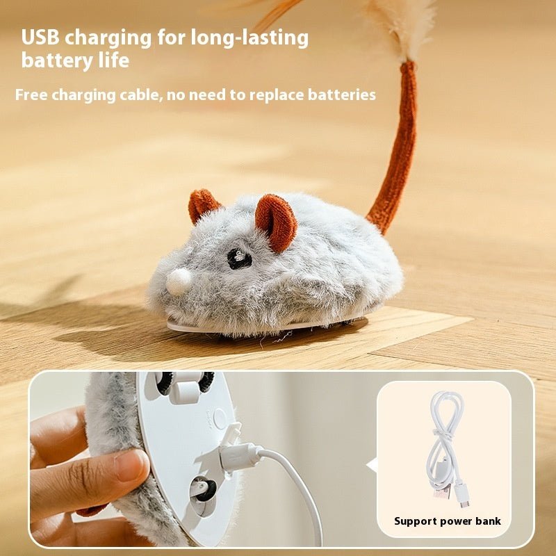 Cat Toys Self - Hi Relieving Stuffy Electric Mouse Cat Pole Toy Pet Products - 0 - Scribble Snacks