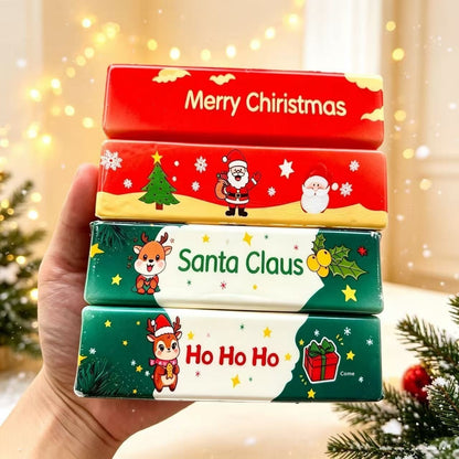 Christmas butter stick squishies stacked in a hand