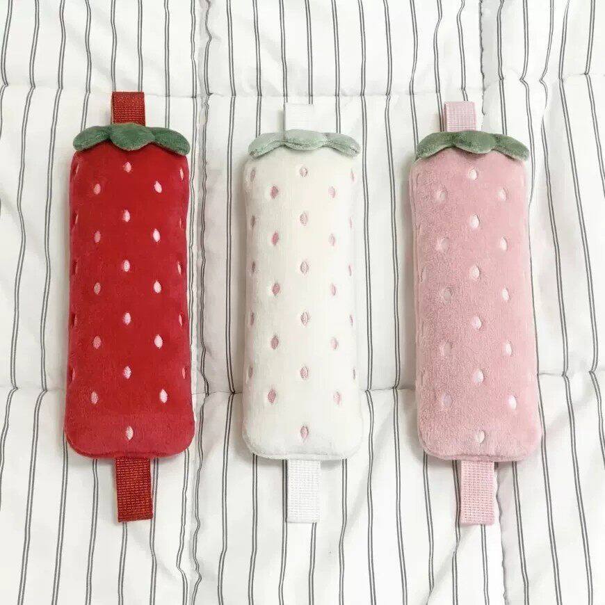 Red, white and pink strawberry plush pencil cases