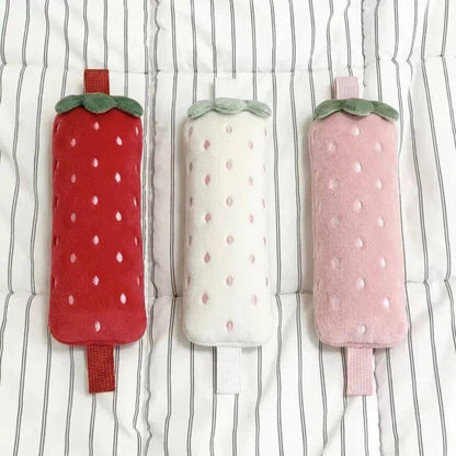 Red, white and pink strawberry plush pencil cases