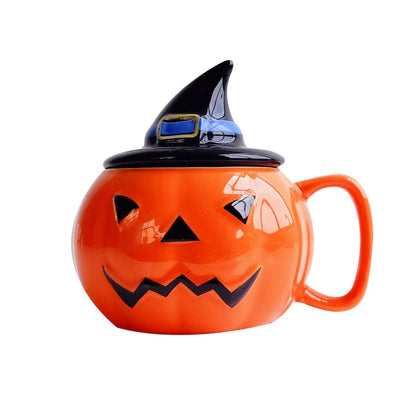 Ceramic Mug Pumpkin Imp Shaped Halloween With Lid - 0 - Scribble Snacks