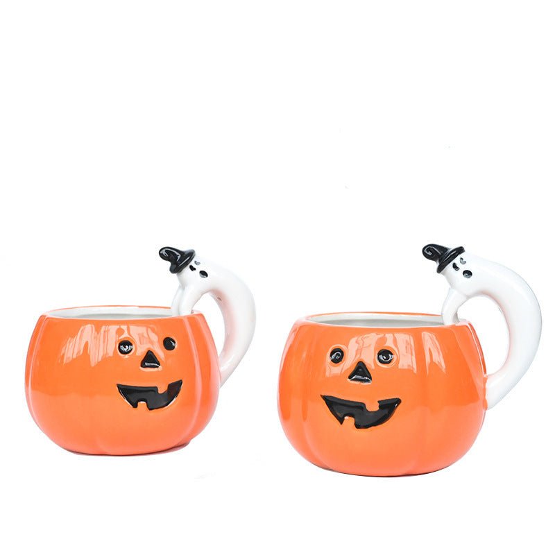 Ceramic Pumpkin Cup Cartoon Ghost Water Cup Mug Halloween Gift - 0 - Scribble Snacks