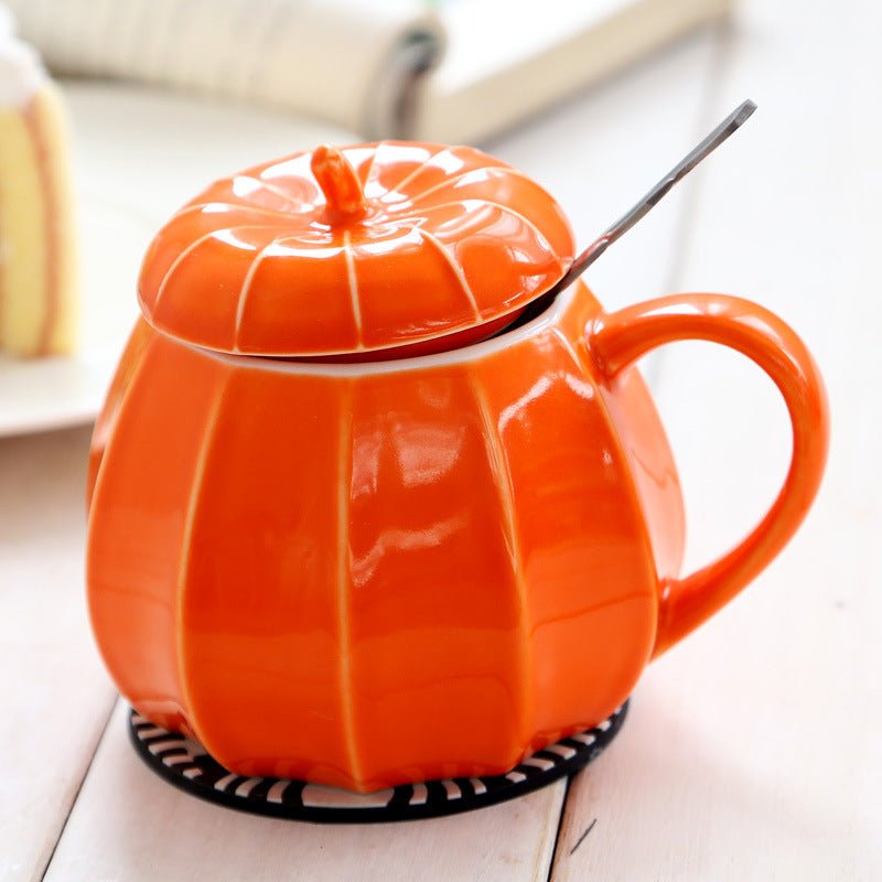 Ceramic Water Cup With Lid Halloween Gift Pumpkin Mug - 0 - Scribble Snacks