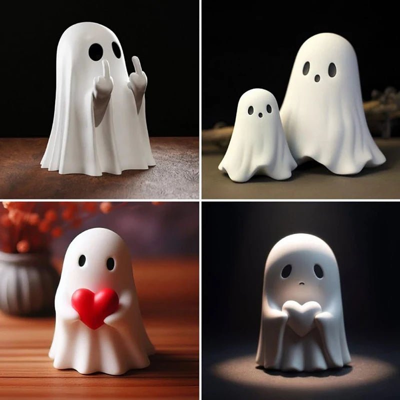 Cheeky Ghost Halloween Figurine - Halloween - Resin Ornaments & Charms - Scribble Snacks