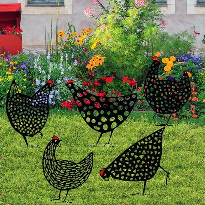 Chicken Yard Art Outdoor Garden Back Yard Gazon Stakes Hen Yard Decor - 0 - Scribble Snacks